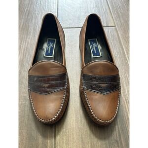 Bragano By Cole Haan Leather Loafers Brown Sz 9.5 M Crafted In Italy Alligator